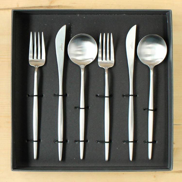 クチポール（Cutipol） MOON MATT/ムーンマット ディナー6点セット（ディナーナイフ・ディナーフォーク・ディナースプーン） ギフトボックス(化粧箱付)