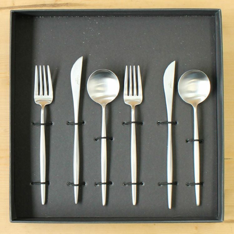 クチポール（Cutipol） MOON MATT/ムーンマット デザート6点セット（デザートナイフ・デザートフォーク・デザートスプーン） ギフトボックス(化粧箱付)