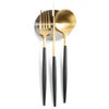 ＜4点セット＞クチポール（Cutipol） GOA/ゴア ブラックマットゴールド ディナー3点＆カトラリーレスト1点 [ネコポス対応可(4セットまで)]