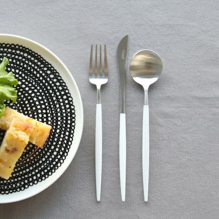 クチポール（Cutipol） GOA/ゴア ホワイト デザート3点セット（デザートナイフ・デザートフォーク・デザートスプーン） [ネコポス対応可(6セットまで)]