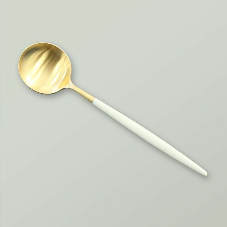 クチポール（Cutipol） GOA/ゴア ホワイトマットゴールド ディナー3点セット（ディナーナイフ・ディナーフォーク・ディナースプーン） [ネコポス対応可(6セットまで)]