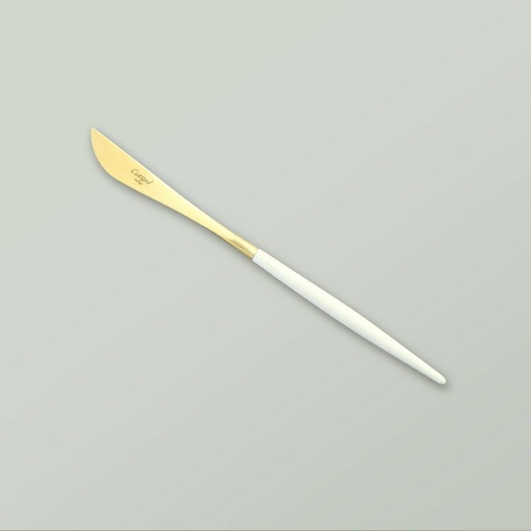 クチポール（Cutipol） GOA/ゴア ホワイトマットゴールド デザート3点セット（デザートナイフ・デザートフォーク・デザートスプーン） [ネコポス対応可(6セットまで)]