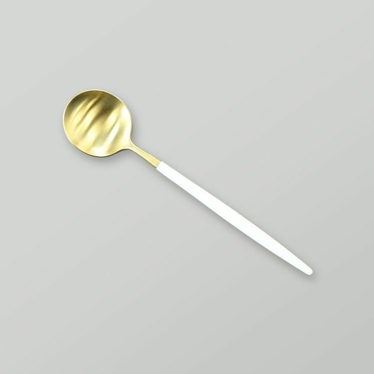 ＜4点セット＞クチポール（Cutipol） GOA/ゴア ホワイトマットゴールド デザート3点＆カトラリーレスト1点 [ネコポス対応可(4セットまで)]