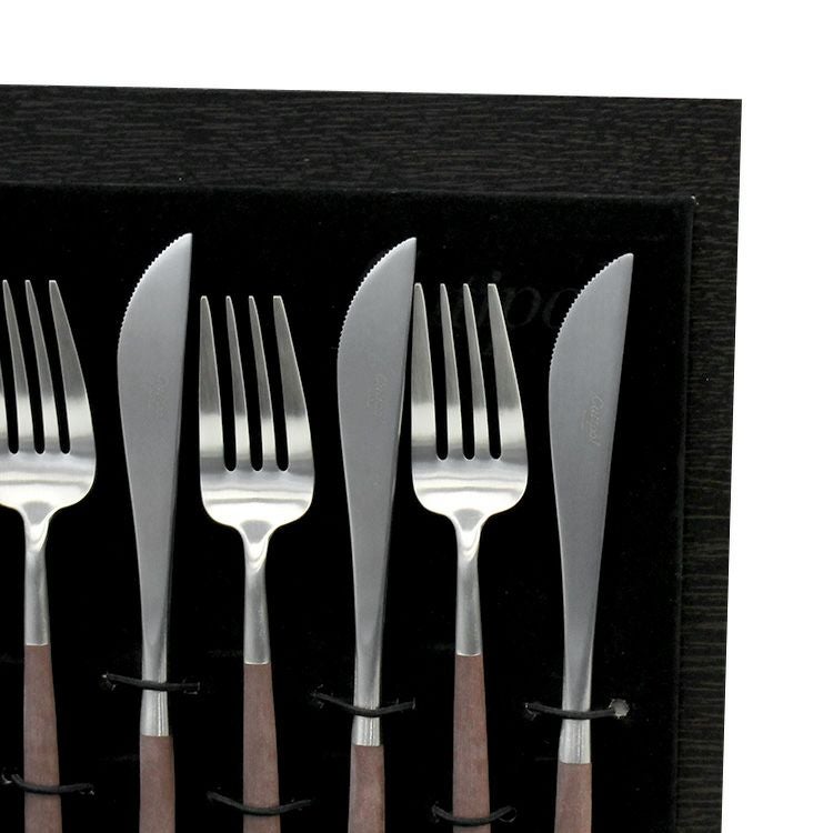 クチポール（Cutipol） GOA/ゴア ブラウン ディナー24点セット （ディナーナイフ・ディナーフォーク・ディナースプーン・コーヒー/ティースプーン） 収納木箱入り(ギフトボックス)