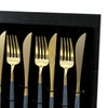 クチポール（Cutipol） GOA/ゴア ブルーマットゴールド ディナー24点セット （ディナーナイフ・ディナーフォーク・ディナースプーン・コーヒー/ティースプーン） 収納木箱入り(ギフトボックス)