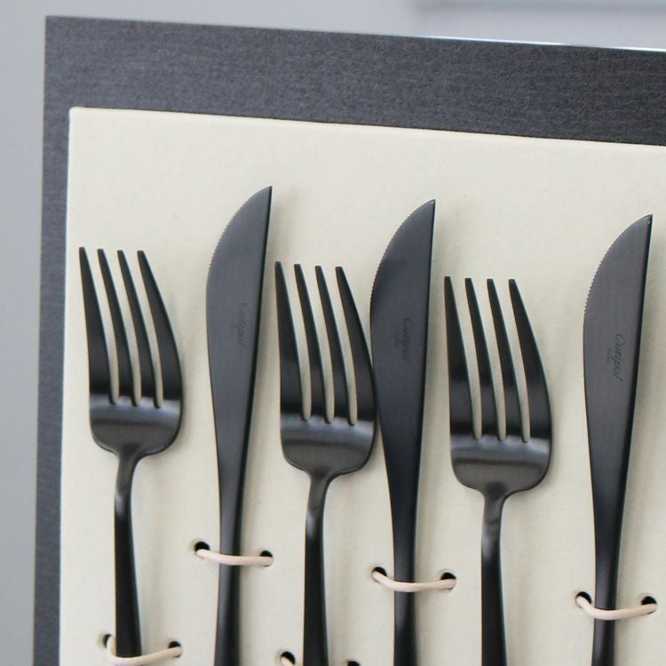 クチポール（Cutipol） MOON MATT/ムーンマット ブラック ディナー24点セット （ディナーナイフ・ディナーフォーク・ディナースプーン・コーヒー/ティースプーン） 収納木箱入り(ギフトボックス)