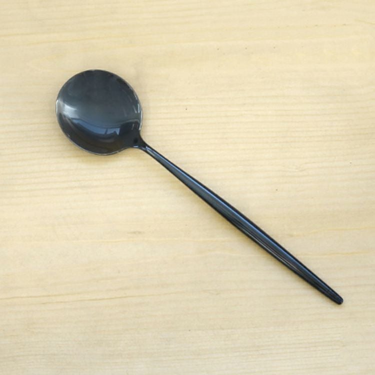 クチポール（Cutipol） MOON MIRROR/ムーンミラー ブラック デザートスプーン MO08BL [ネコポス対応可(18点まで)]