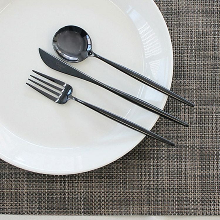 クチポール（Cutipol） MOON MIRROR/ムーンミラー ブラック デザート3点セット（デザートナイフ・デザートフォーク・デザートスプーン） [ネコポス対応可(6セットまで)]