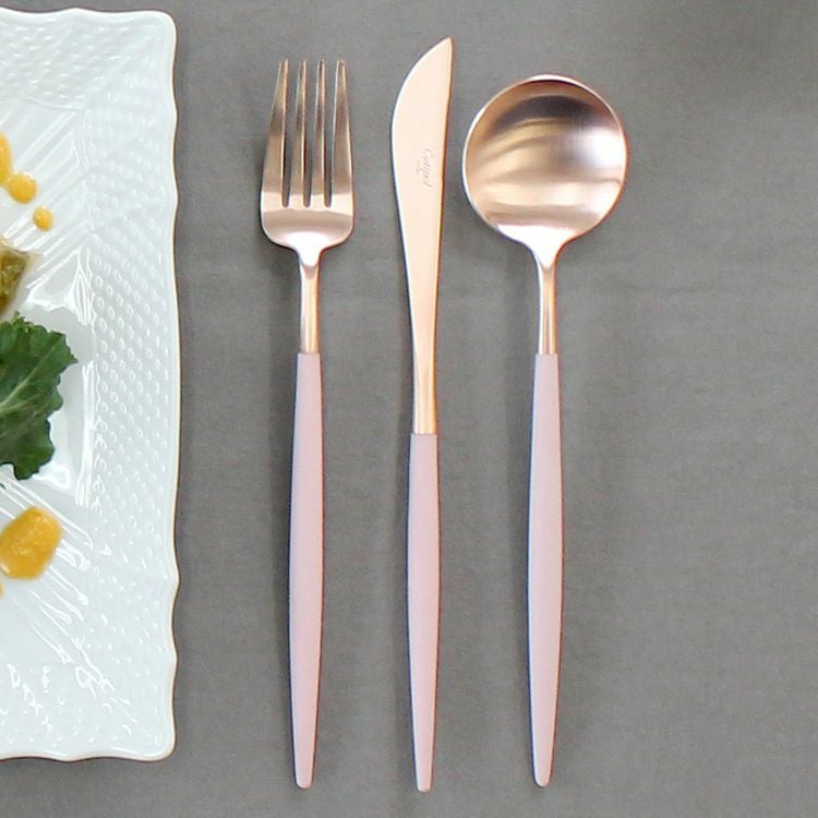 クチポール（Cutipol） GOA/ゴア ピンクマットローズゴールド ディナー3点セット（ディナーナイフ・ディナーフォーク・ディナースプーン） [ネコポス対応可(6セットまで)]