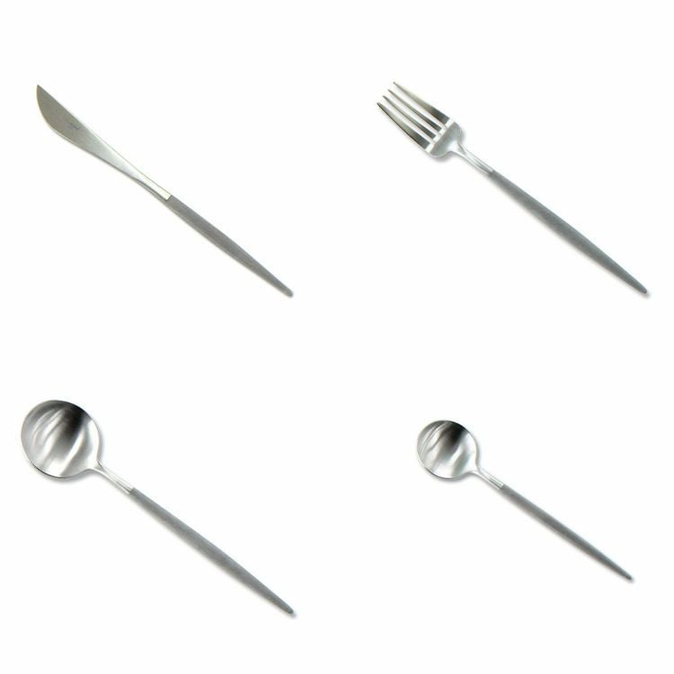 クチポール（Cutipol） GOA/ゴア グレー ディナー24点セット （ディナーナイフ・ディナーフォーク・ディナースプーン・コーヒー/ティースプーン） 収納木箱入り(ギフトボックス)