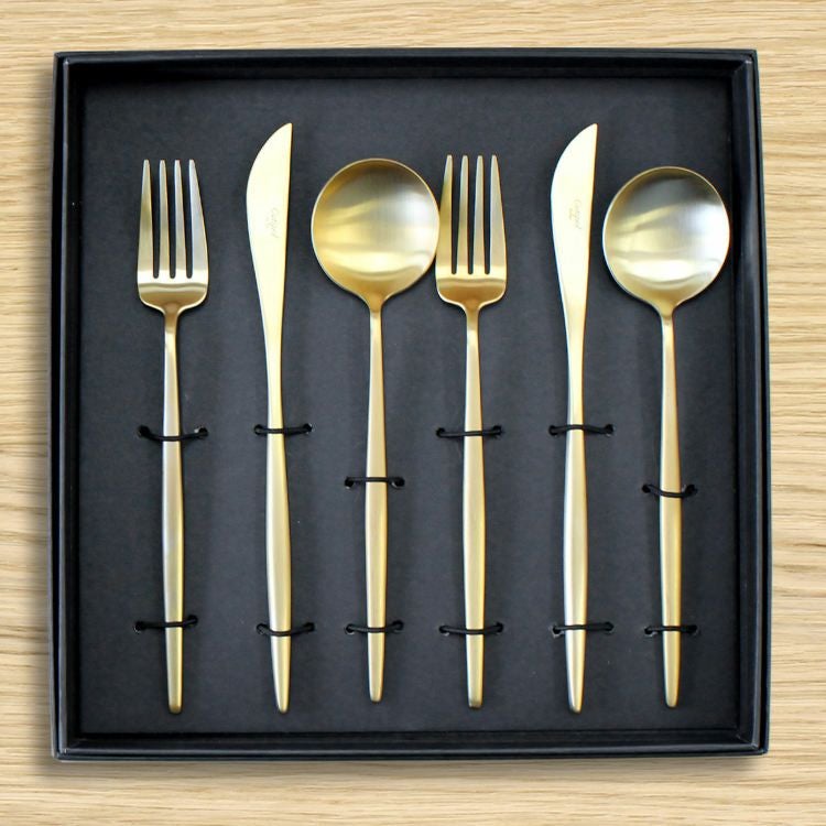 クチポール（Cutipol） MOON MATT/ムーンマット ゴールド ディナー6点セット ギフトボックス(化粧箱付)