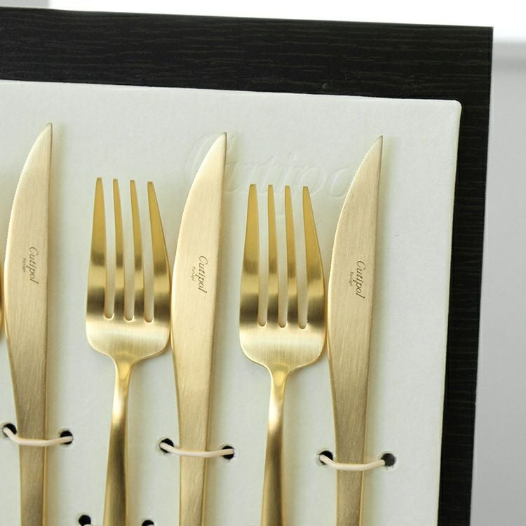 クチポール（Cutipol） DUNA/デュナ ゴールド ディナー24点セット （ディナーナイフ・ディナーフォーク・ディナースプーン・コーヒー/ティースプーン） 収納木箱入り(ギフトボックス)