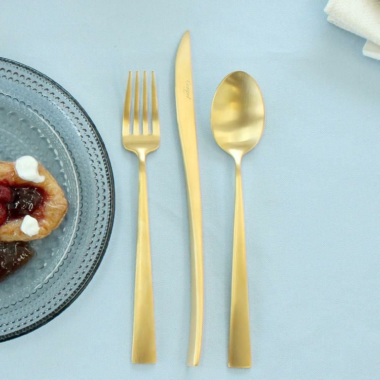 クチポール（Cutipol） DUNA/デュナ ゴールド デザート3点セット（デザートナイフ・デザートフォーク・デザートスプーン） [ネコポス対応可(6セットまで)]