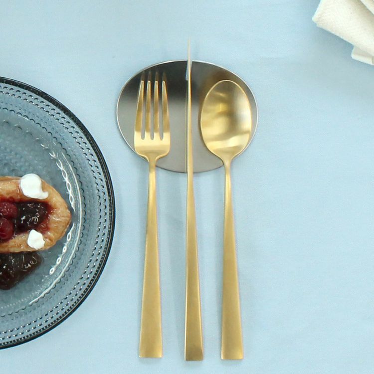 ＜4点セット＞クチポール（Cutipol） DUNA/デュナ ゴールド デザート3点＆カトラリーレスト1点 [ネコポス対応可(4セットまで)]