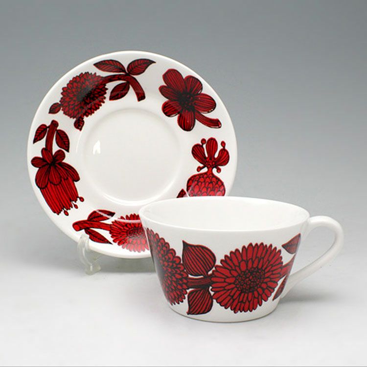 グスタフスベリ（Gustavsberg） レッドアスター/Red Aster ティーカップ＆ソーサー 【復刻版】