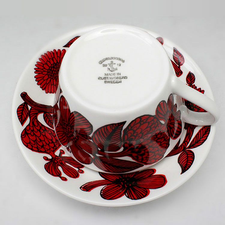 グスタフスベリ（Gustavsberg） レッドアスター/Red Aster ティーカップ＆ソーサー 【復刻版】
