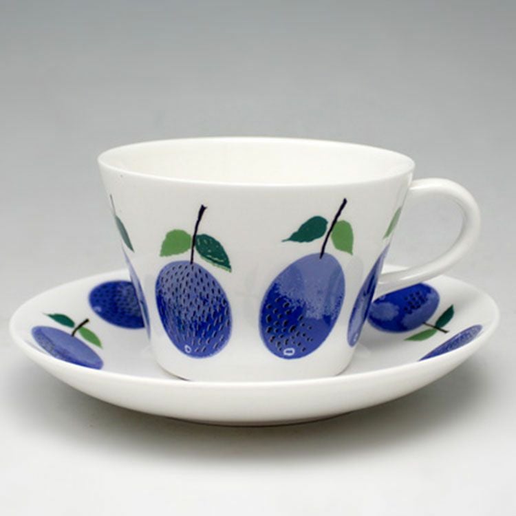 グスタフスベリ（Gustavsberg） プルーヌス/Prunus コーヒーカップ＆ソーサー + プレート 18cm 【復刻版】