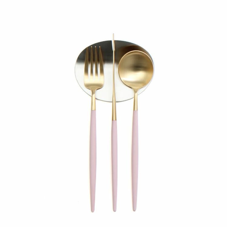 ＜4点セット＞クチポール（Cutipol） GOA/ゴア ピンクマットゴールド デザート3点＆カトラリーレスト1点 [ネコポス対応可(4セットまで)]