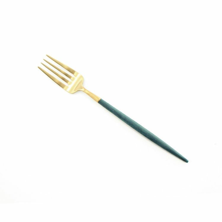 ＜4点セット＞クチポール（Cutipol） GOA/ゴア ブルーマットゴールド デザート3点＆カトラリーレスト1点 [ネコポス対応可(4セットまで)]