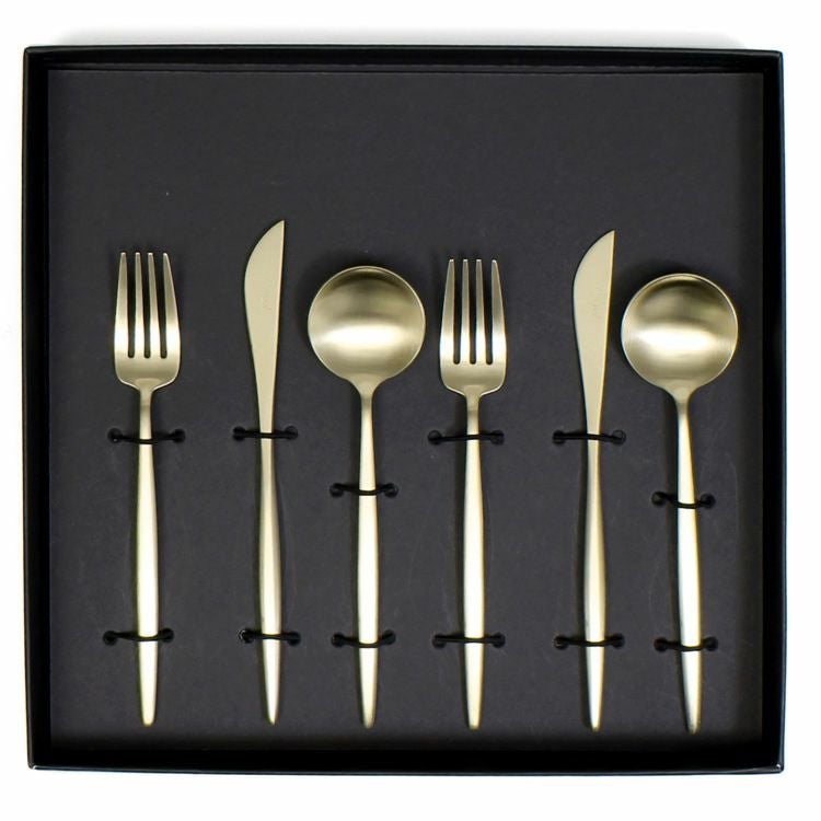 クチポール（Cutipol） ムーンマット/MOON MATT シャンパンゴールド デザート6点セット 化粧箱付