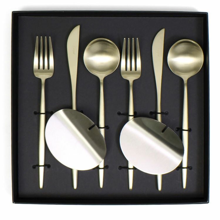 クチポール（Cutipol） ムーンマット/MOON MATT シャンパンゴールド ディナー8点セット 化粧箱付