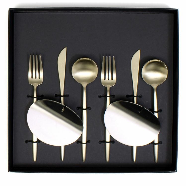 クチポール（Cutipol） ムーンマット/MOON MATT シャンパンゴールド デザート8点セット 化粧箱付