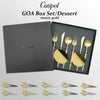 クチポール（Cutipol） GOA/ゴア マットゴールド デザートセット（デザートナイフ・デザートフォーク・デザートスプーン） + カトラリーレストゴールド 8点セット ギフトボックス入り