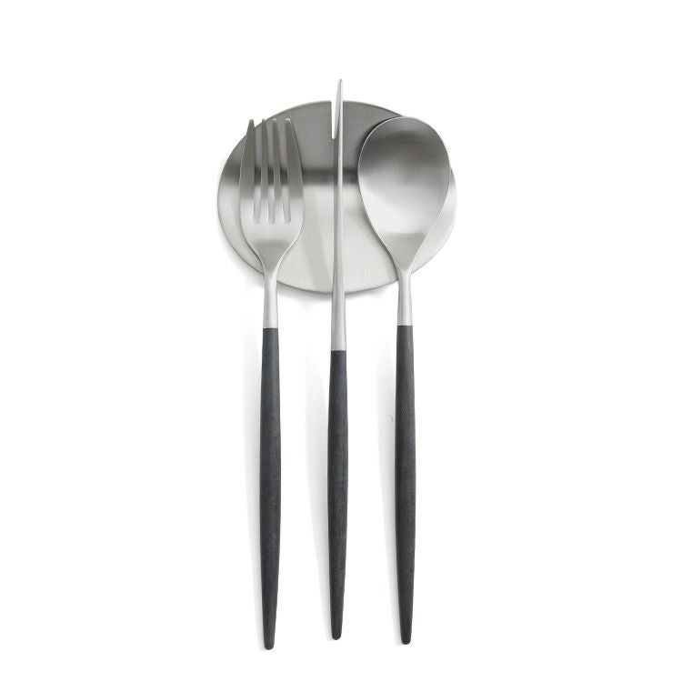 クチポール（Cutipol） ミオ/MIO ブラック デザート3点＆カトラリーレスト1点 [ネコポス対応可(4セットまで)]