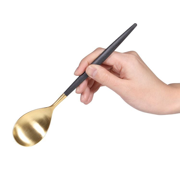 クチポール（Cutipol） ミオ/MIO ブラックマットゴールド ディナースプーン [ネコポス対応可(18点まで)]