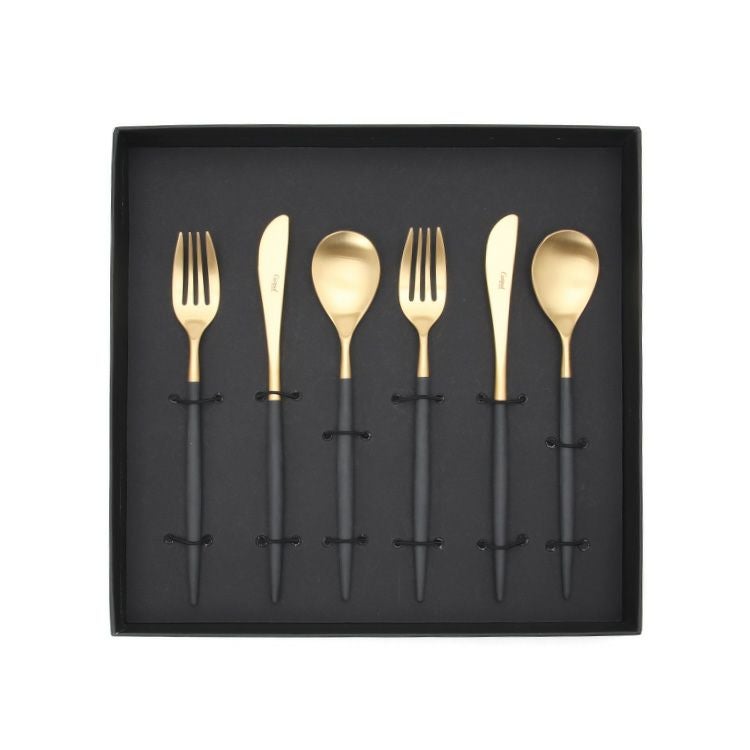 クチポール（Cutipol） ミオ/MIO ブラックマットゴールド デザート6点セット 化粧箱付