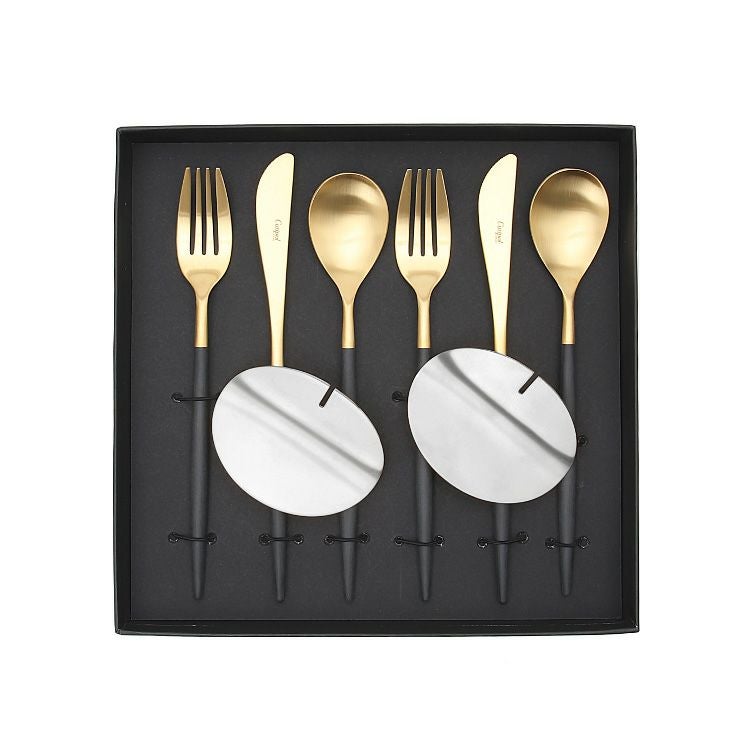 クチポール（Cutipol） ミオ/MIO ブラックマットゴールド ディナー8点セット 化粧箱付