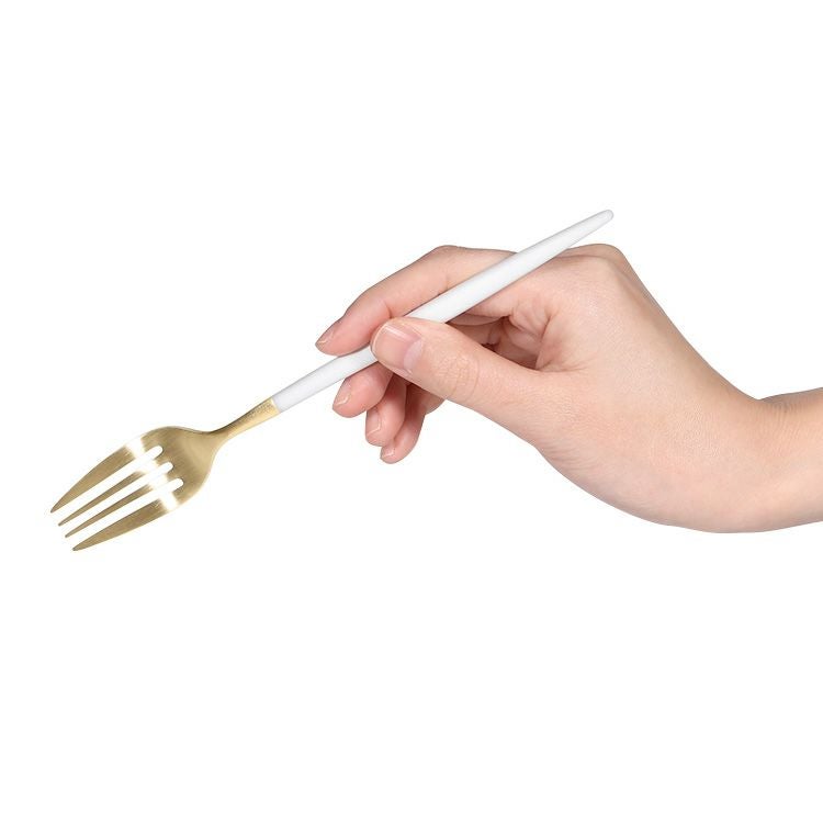 クチポール（Cutipol） ミオ/MIO ホワイトマットゴールド デザートフォーク [ネコポス対応可(18点まで)]