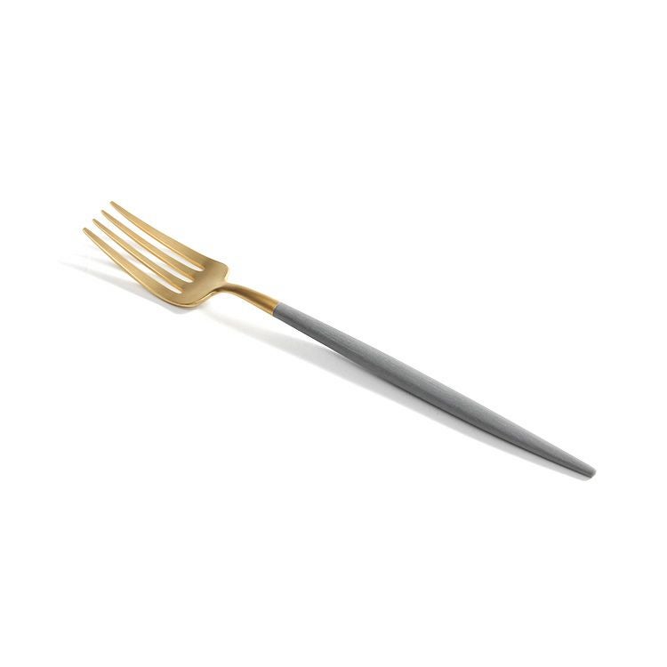 ＜4点セット＞クチポール（Cutipol） ゴア/GOA グレーマットゴールド デザート3点＆カトラリーレストゴールド1点 [ネコポス対応可(4セットまで)]