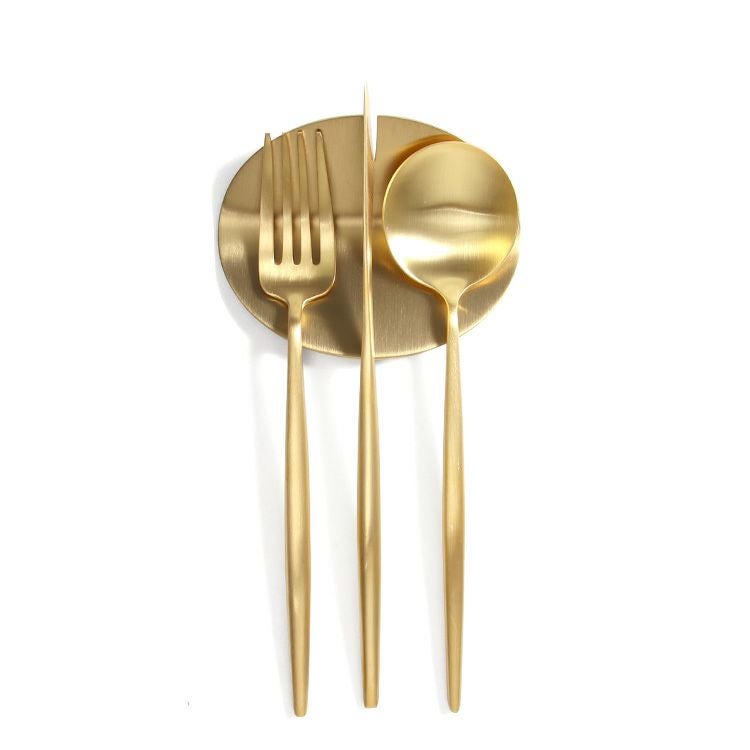 ＜4点セット＞クチポール（Cutipol） ムーンマット/MOON MATT ゴールド デザート3点＆カトラリーレストゴールド1点 [ネコポス対応可(4セットまで)]