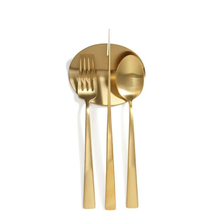 ＜4点セット＞クチポール（Cutipol） デュナ/DUNA ゴールド デザート3点＆カトラリーレストゴールド1点 [ネコポス対応可(4セットまで)]