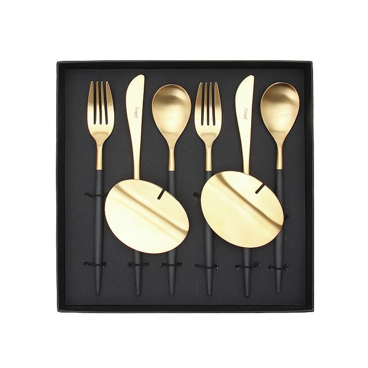 クチポール（Cutipol） ミオ/MIO ブラックマットゴールド ディナー8点セット 化粧箱付