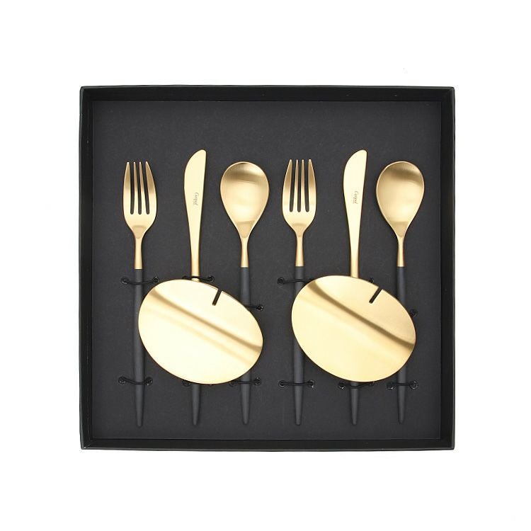 クチポール（Cutipol） ミオ/MIO ブラックマットゴールド デザート8点セット 化粧箱付