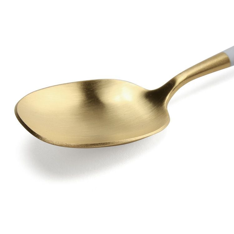 クチポール（Cutipol） ナウ/NAU ホワイトマットゴールド デザートスプーン [ネコポス対応可(18点まで)]