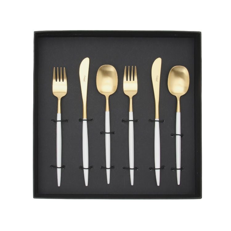 クチポール（Cutipol） ナウ/NAU ホワイトマットゴールド デザート6点セット 化粧箱付