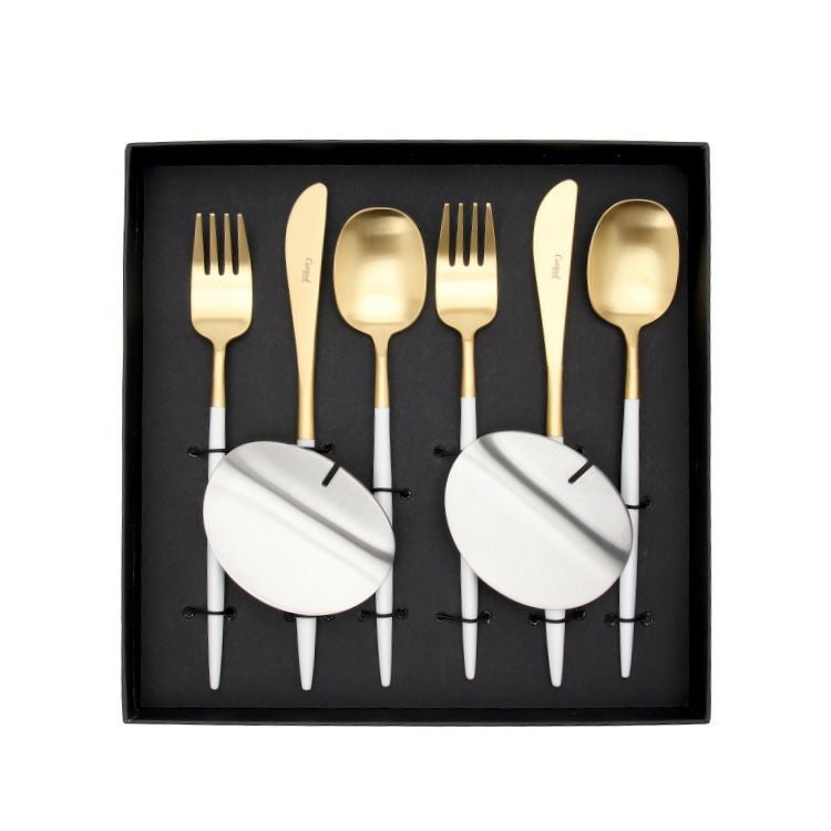 クチポール（Cutipol） ナウ/NAU ホワイトマットゴールド ディナー8点セット 化粧箱付