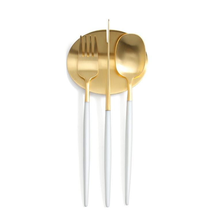 クチポール（Cutipol） ナウ/NAU ホワイトマットゴールド デザート3点＆カトラリーレスト1点 [ネコポス対応可(4セットまで)]