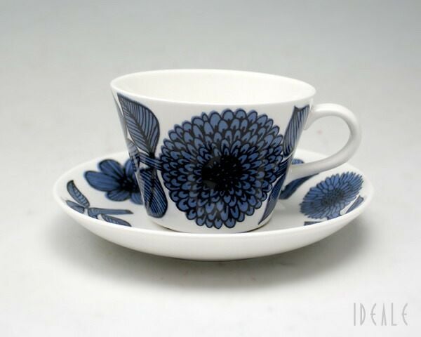グスタフスベリ（Gustavsberg） ブルーアスター/Blue Aster コーヒーカップ＆ソーサー + プレート 18cm 【復刻版】
