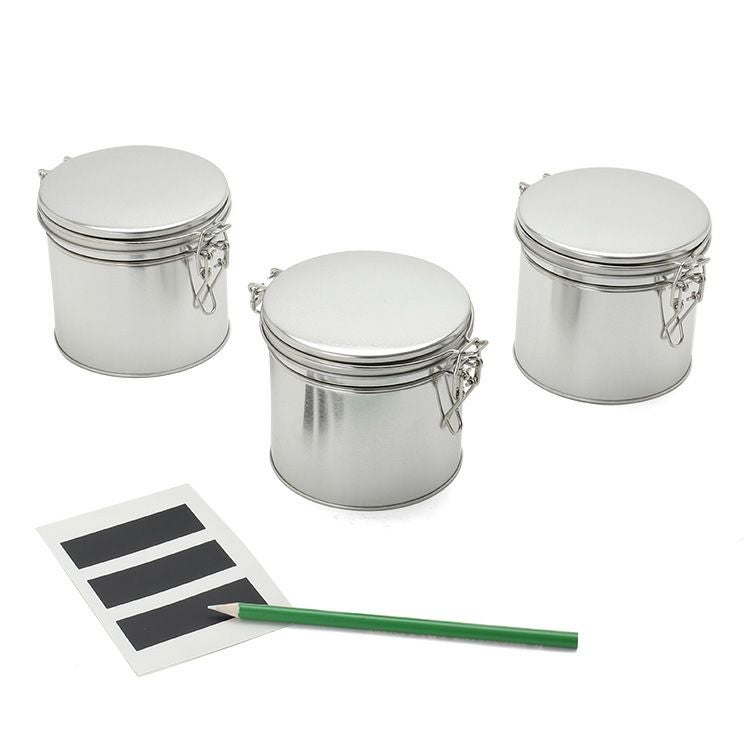 サイドバイサイド（SIDE BY SIDE） シルバー ブリキのお茶缶 3点セット