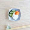 白山陶器 重ね縞 反角小皿 10cm ホワイト/ブルー