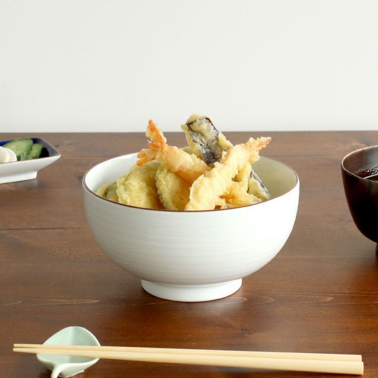白山陶器 白磁千段 5寸深めん丼 16cm