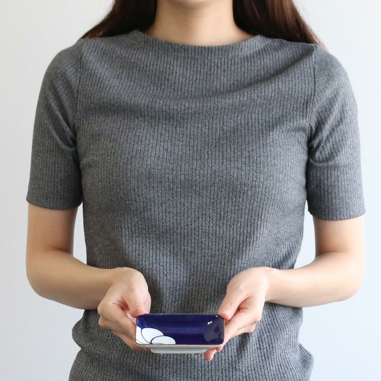 白山陶器 ねじり梅 角チョク 10.5cm 青