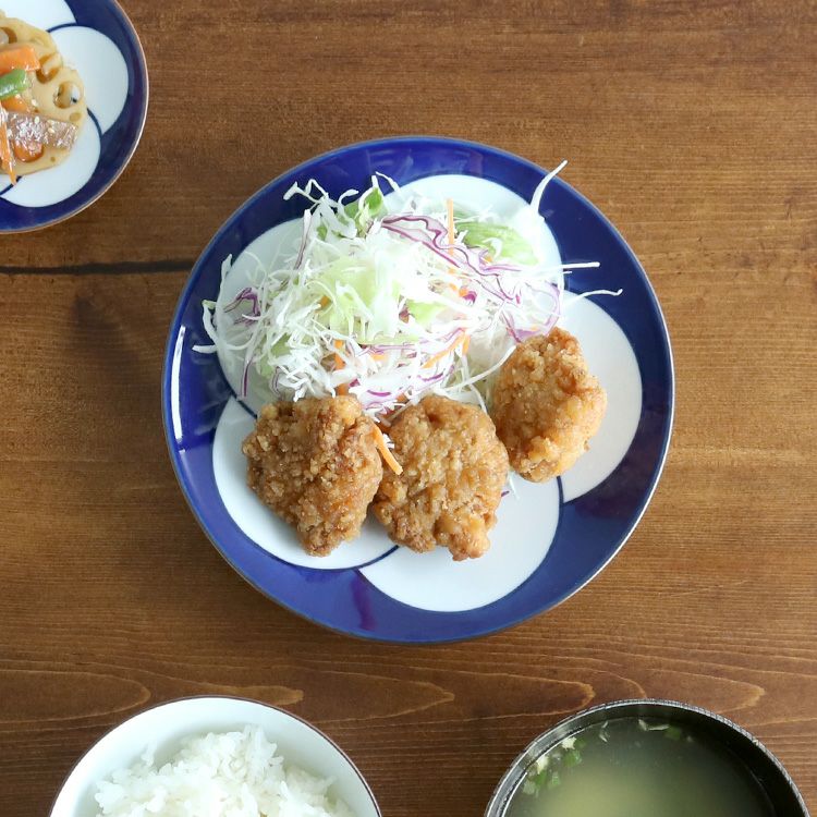 白山陶器 ねじり梅 6寸和皿 18.5cm 青