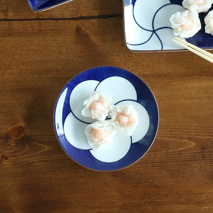 白山陶器 ねじり梅 4寸和皿 13cm 青