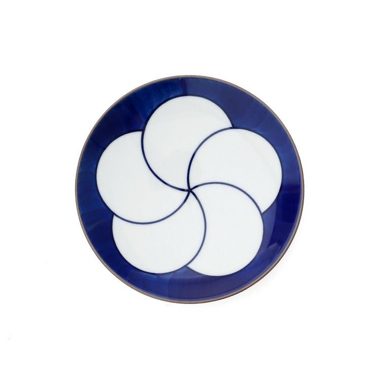 白山陶器 ねじり梅 4寸和皿 13cm 青