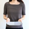 白山陶器 重ね縞 長焼皿 25.5cm ホワイト/ブルー